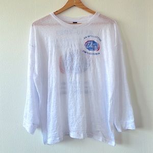 Sheer Vintage Style quirky graphic Tee Burnout Threadbare size L